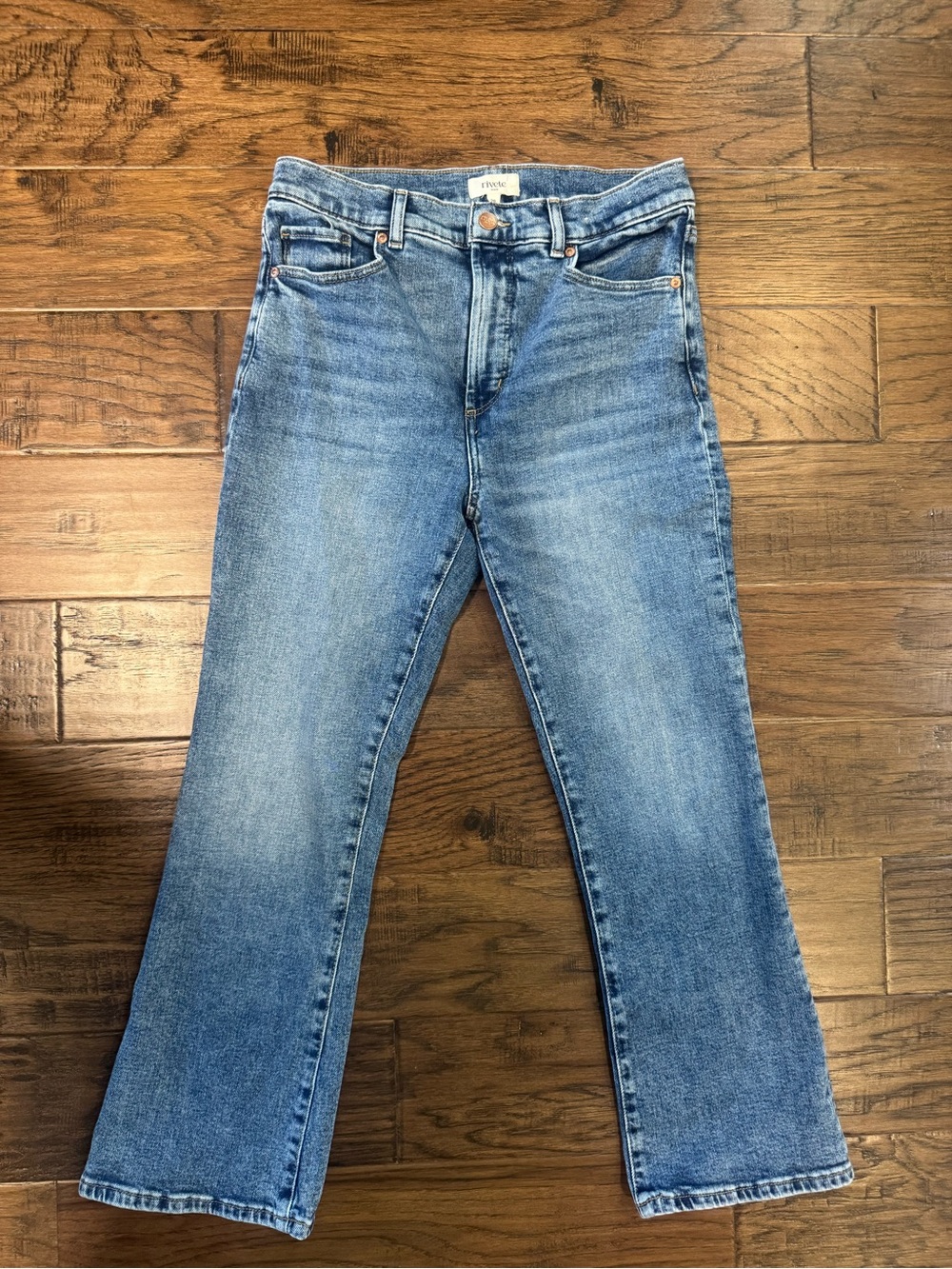 Cropped Women's Blue Denim Jeans - Stretch Crop Flare
